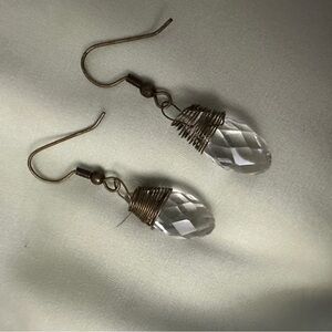 Gold Wire Wrapped Crystal Earrings